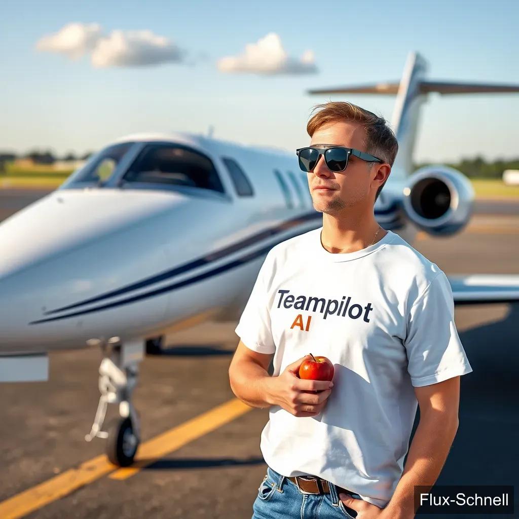 Man Next to a Private Jet - Flux-Schnell